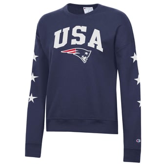 Women's Champion Navy New England Patriots Star Spangled Sweatshirt