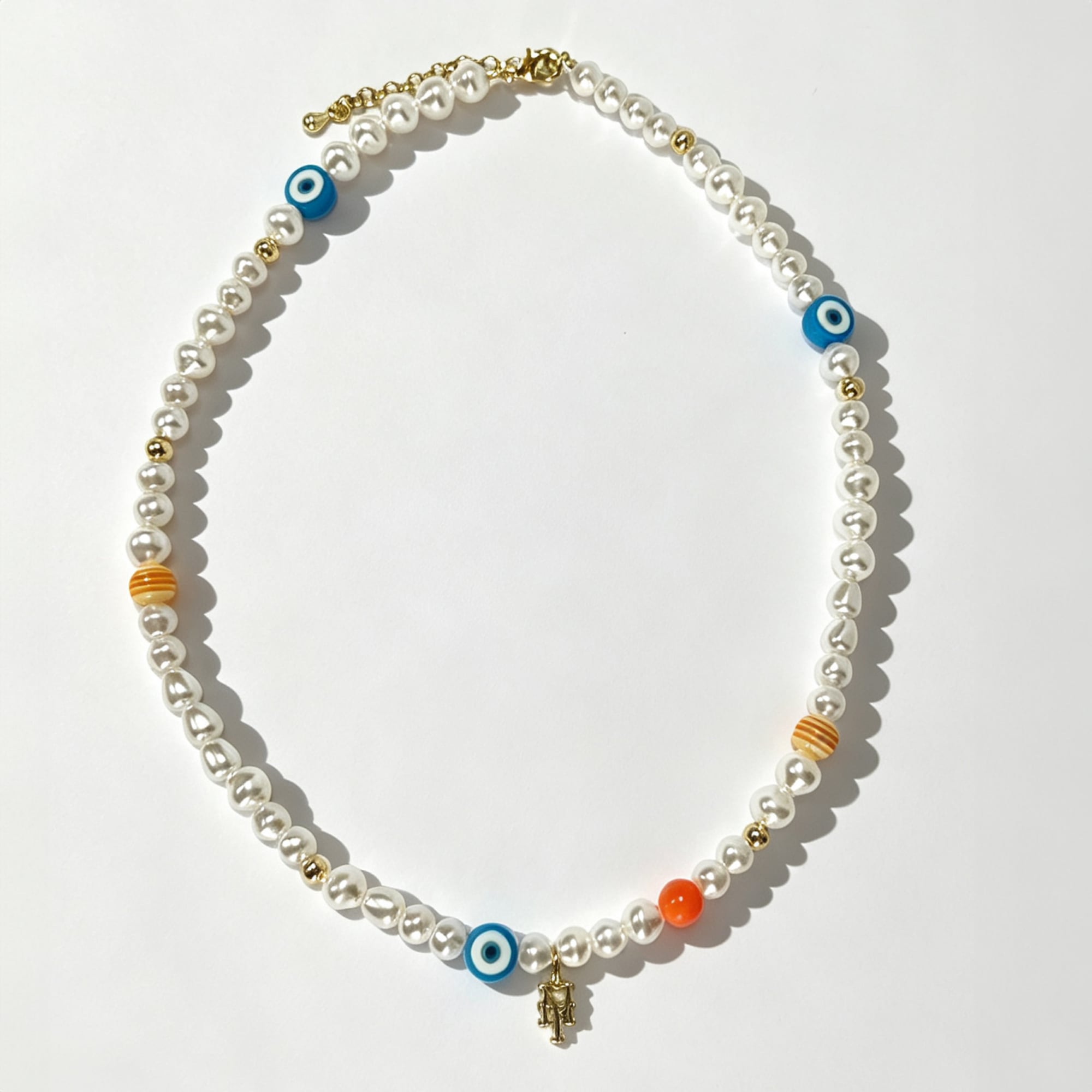 LUV AJ New York Mets Pearl Bead Logo Necklace