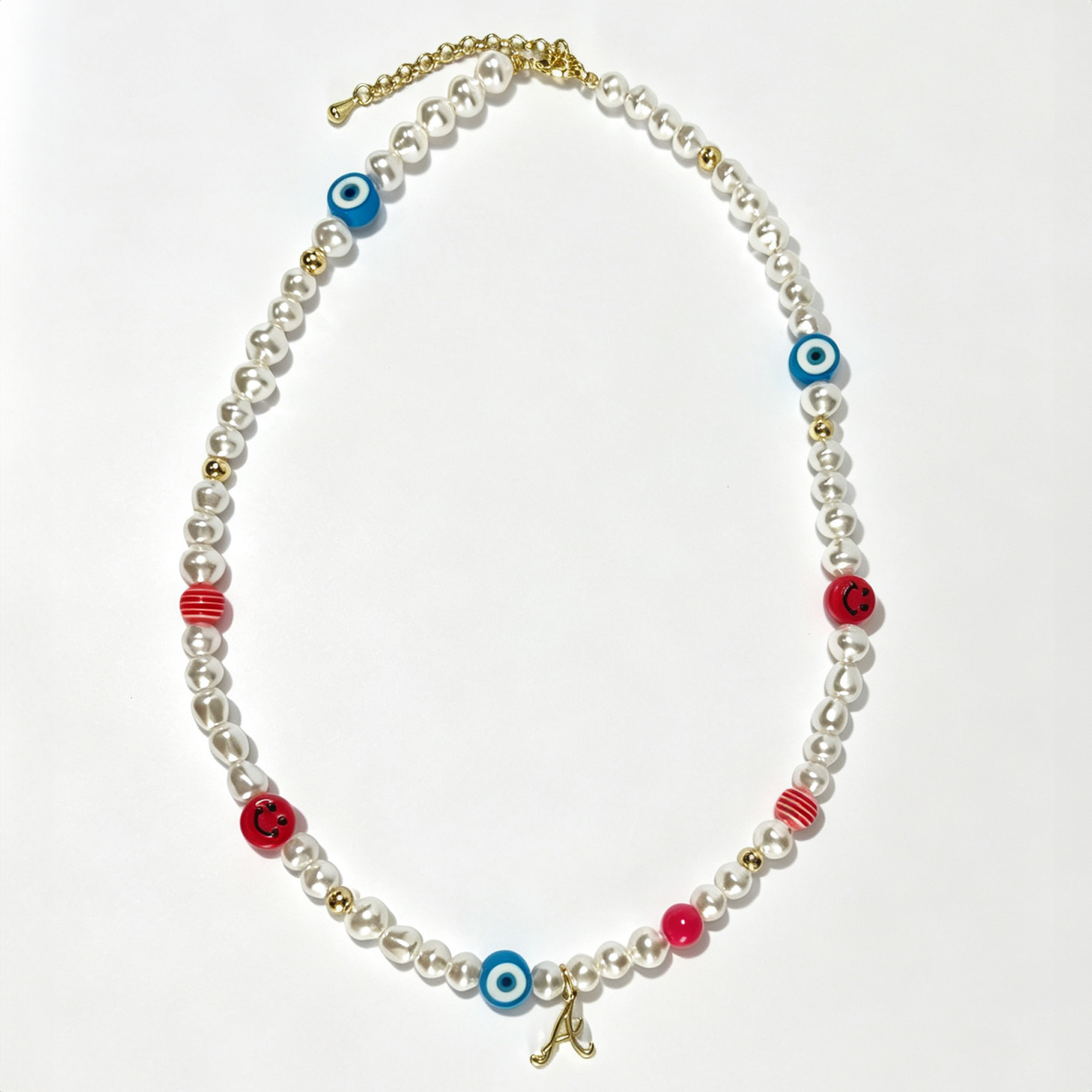 LUV AJ Atlanta Braves Pearl Bead Logo Necklace