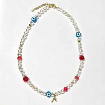 LUV AJ Atlanta Braves Pearl Bead Logo Necklace
