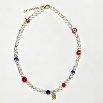LUV AJ Boston Red Sox Pearl Bead Logo Necklace