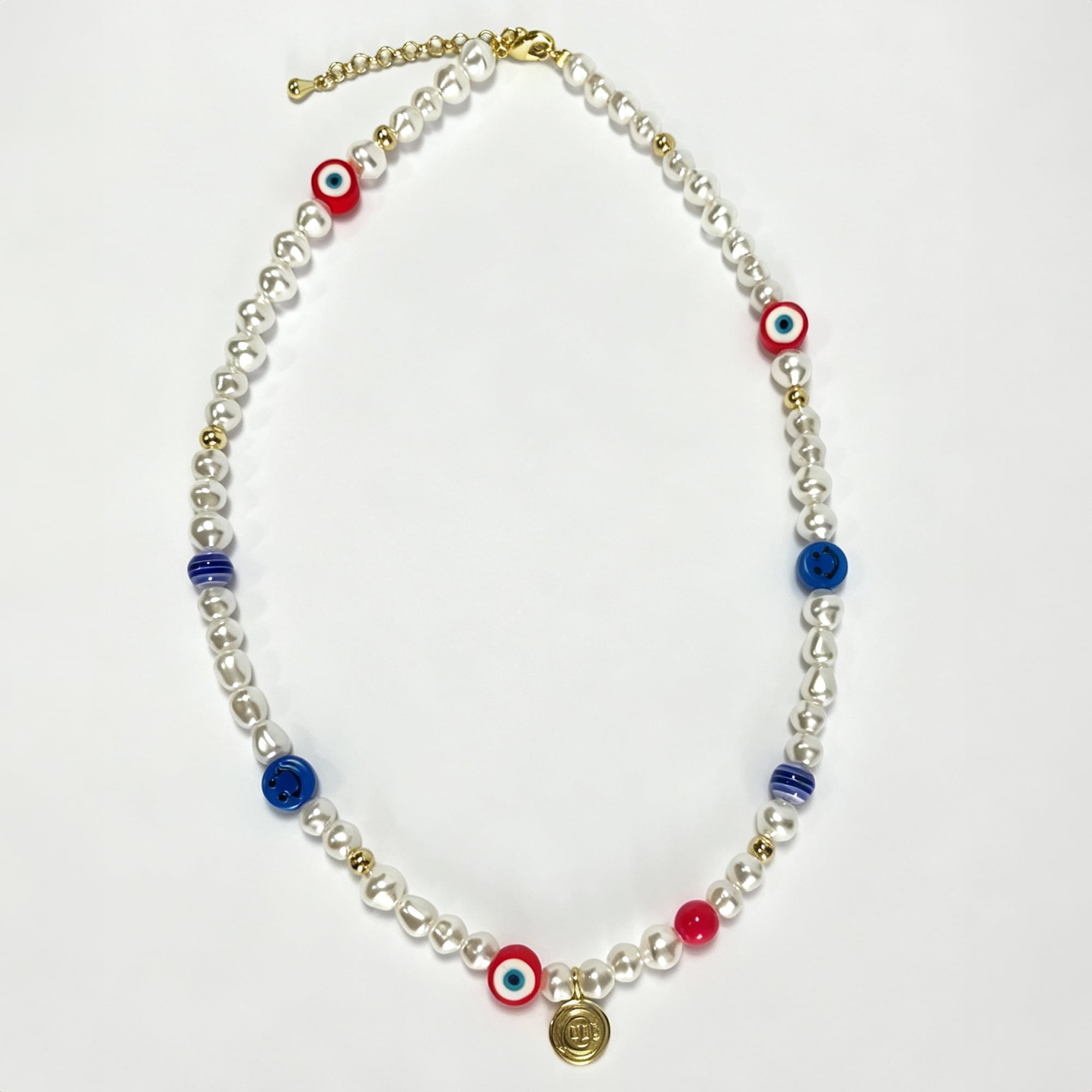 LUV AJ Chicago Cubs Pearl Bead Logo Necklace