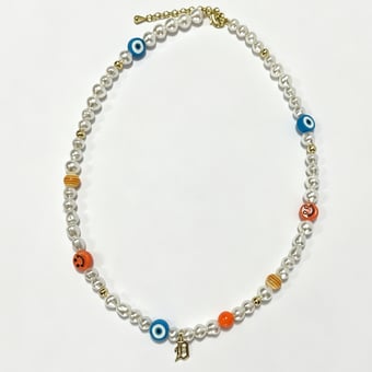 LUV AJ Detroit Tigers Pearl Bead Logo Necklace