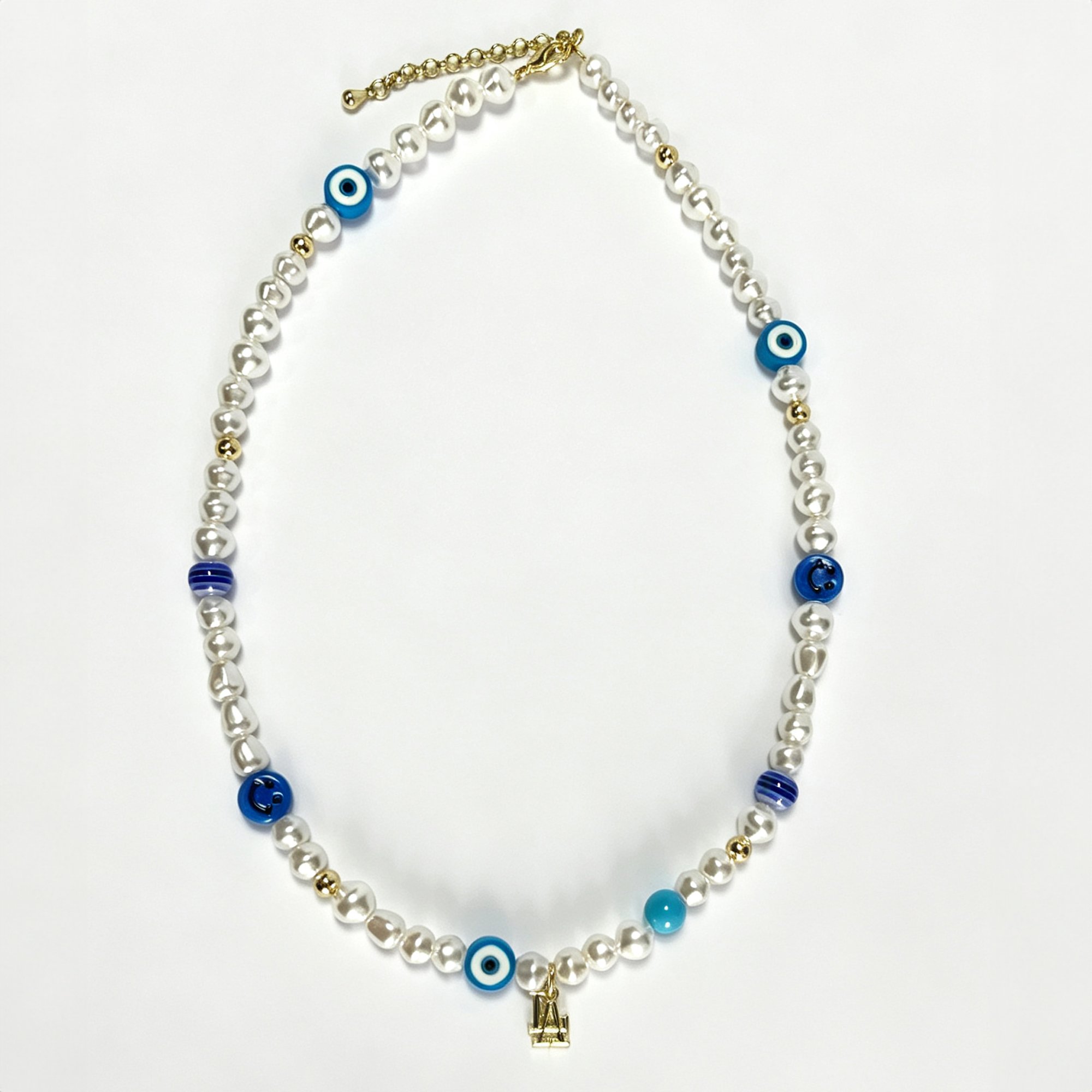 LUV AJ Los Angeles Dodgers Pearl Bead Logo Necklace