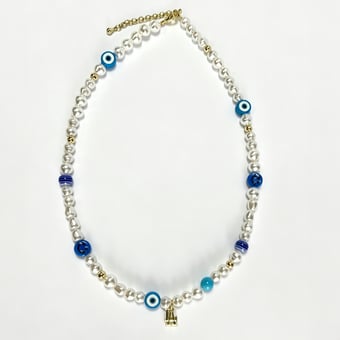 LUV AJ Los Angeles Dodgers Pearl Bead Logo Necklace