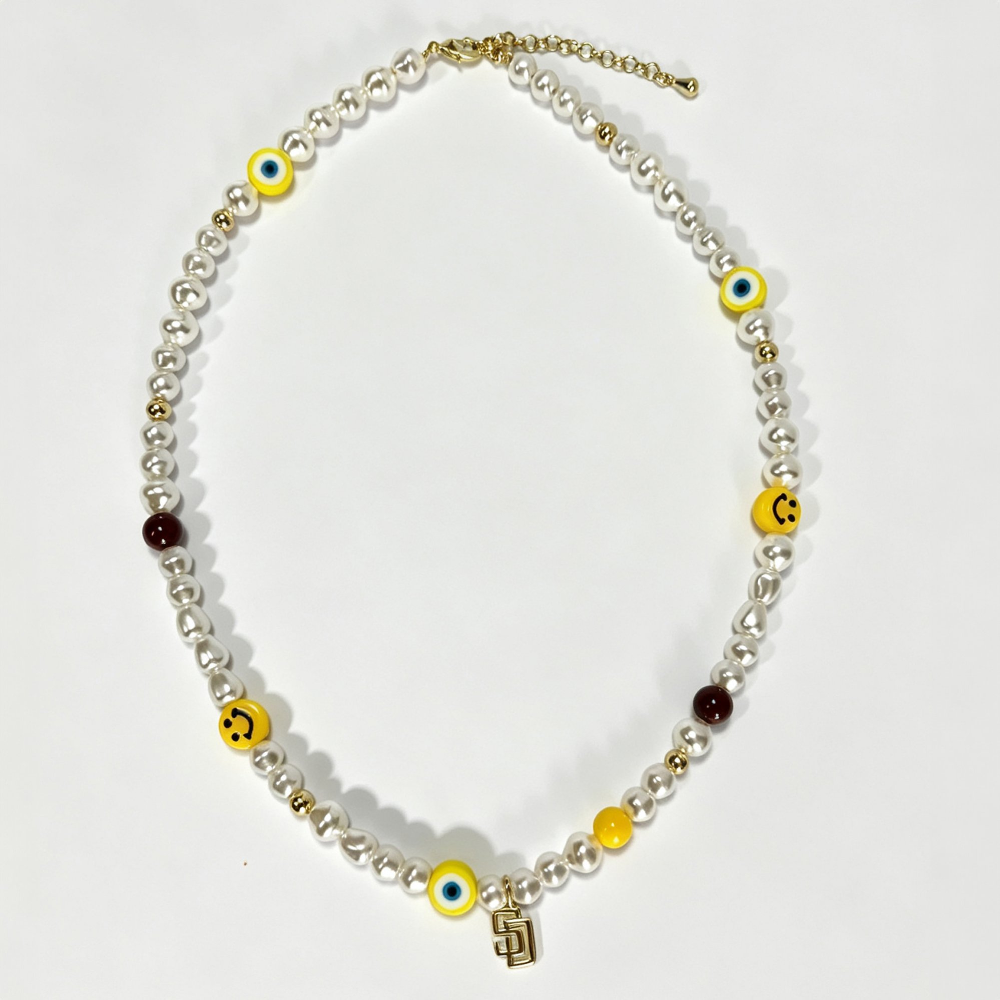 LUV AJ San Diego Padres Pearl Bead Logo Necklace