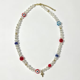 LUV AJ Philadelphia Phillies Pearl Bead Logo Necklace