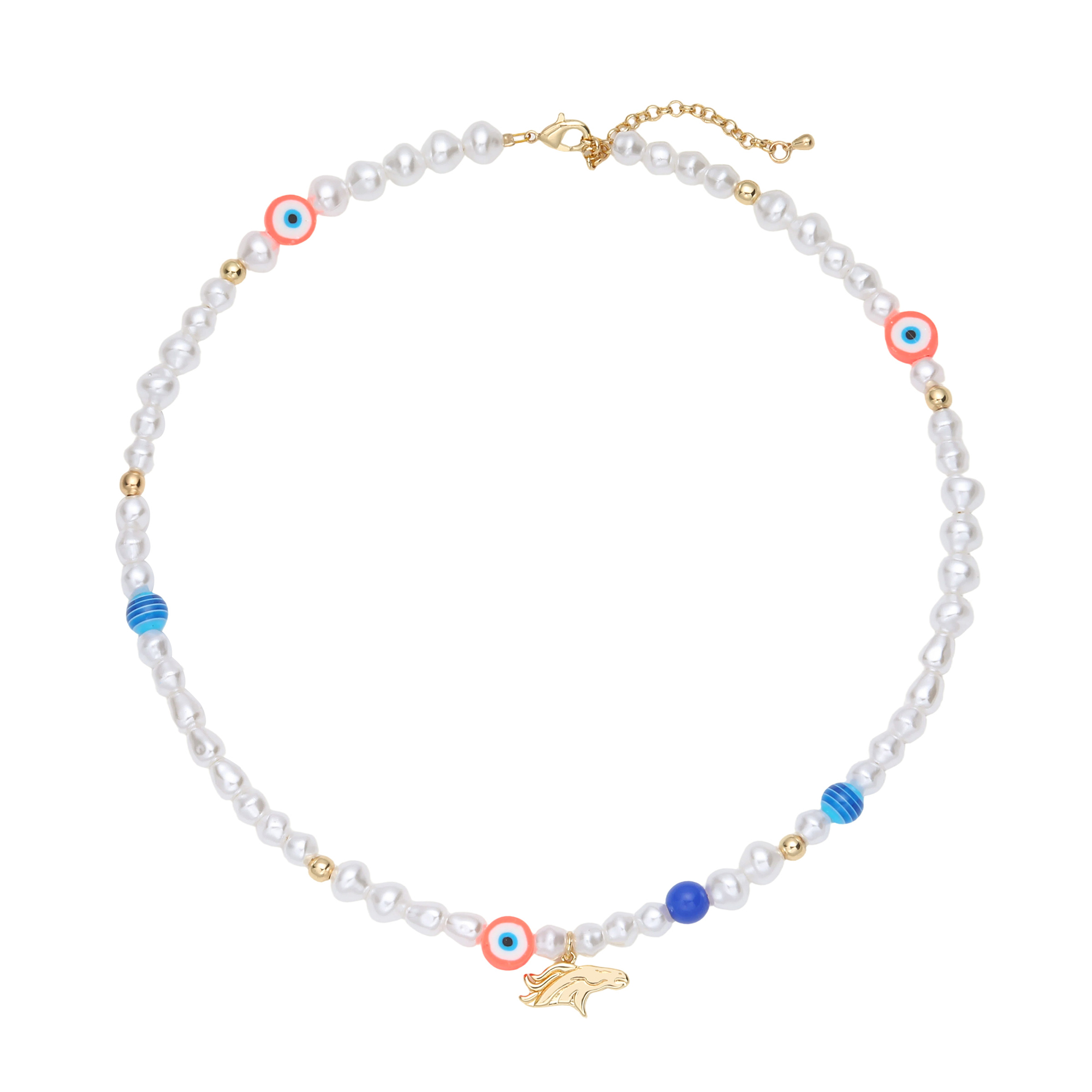 LUV AJ Denver Broncos Pearl Bead Logo Necklace