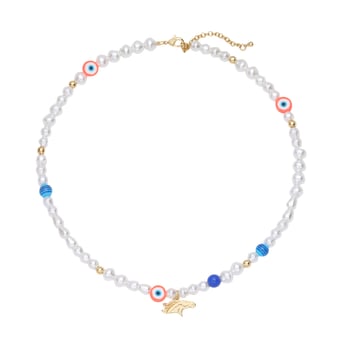 LUV AJ Denver Broncos Pearl Bead Logo Necklace