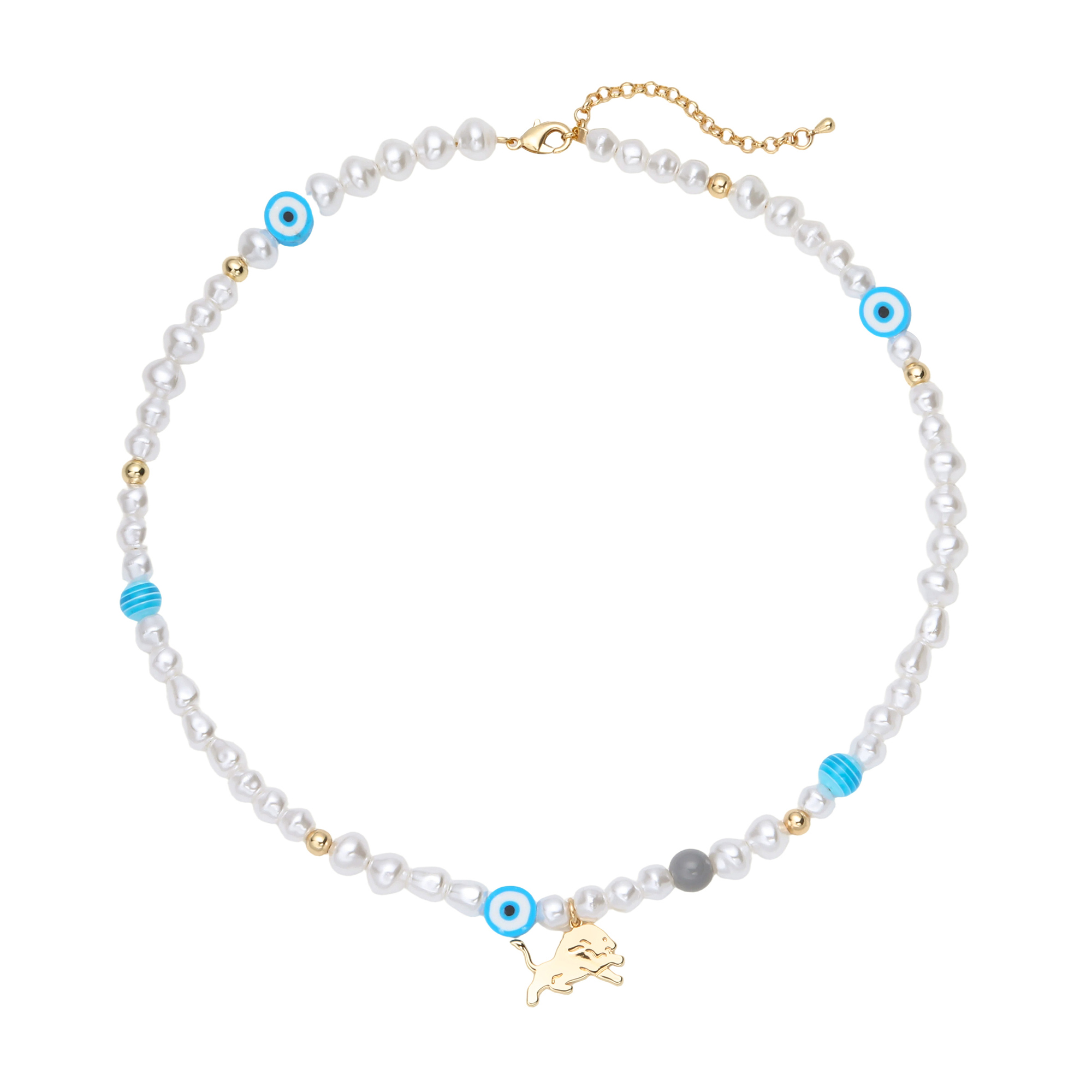 LUV AJ Detroit Lions Pearl Bead Logo Necklace