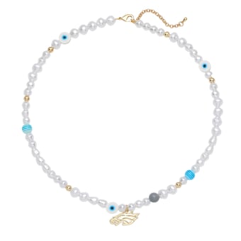 LUV AJ Philadelphia Eagles Pearl Bead Logo Necklace