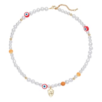 LUV AJ Kansas City Chiefs Pearl Bead Logo Necklace