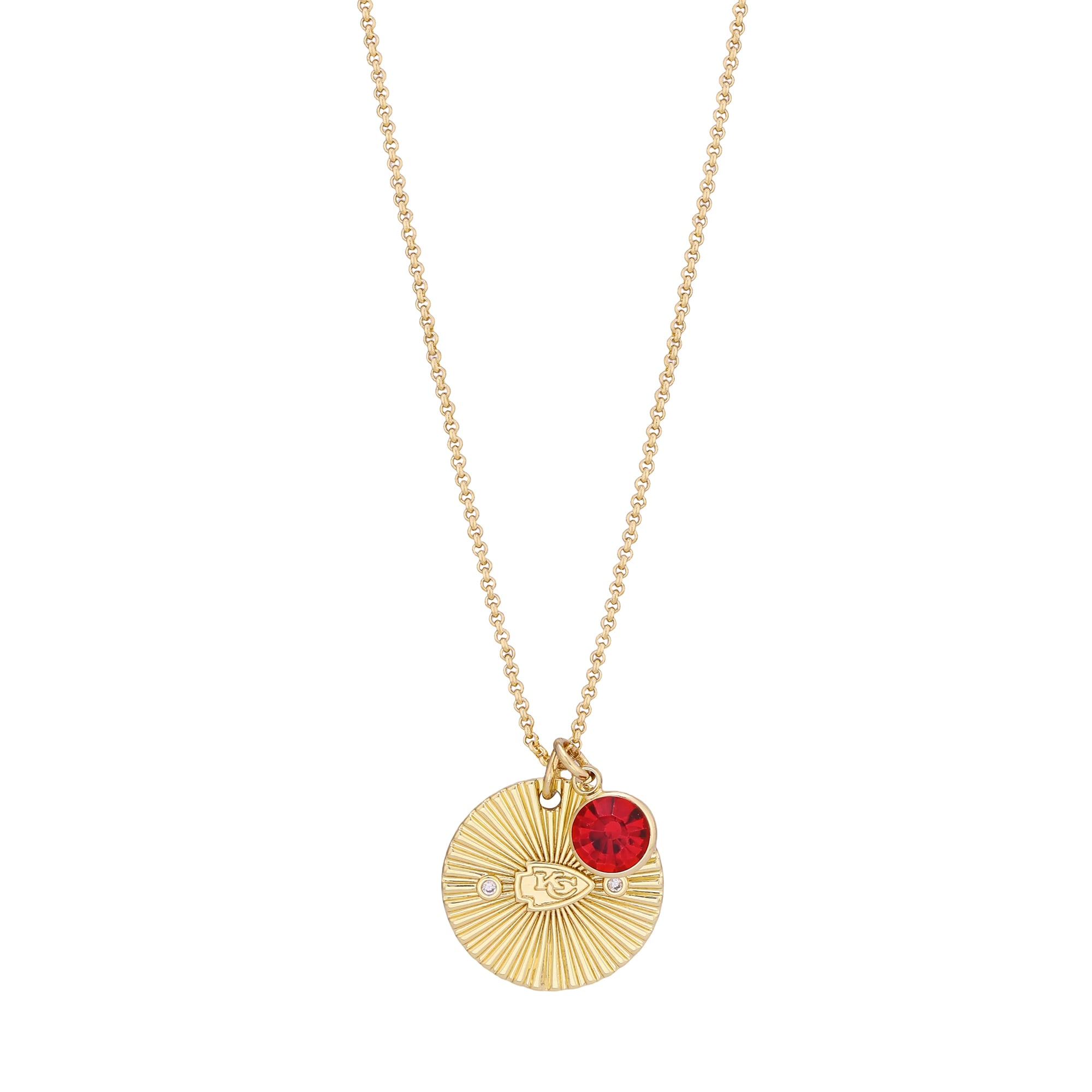 Women's LUV AJ  Gold Kansas City Chiefs Spiral and Stone Charm Necklace