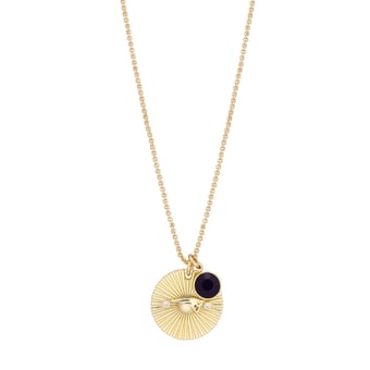 Women's LUV AJ  Gold New England Patriots Spiral and Stone Charm Necklace