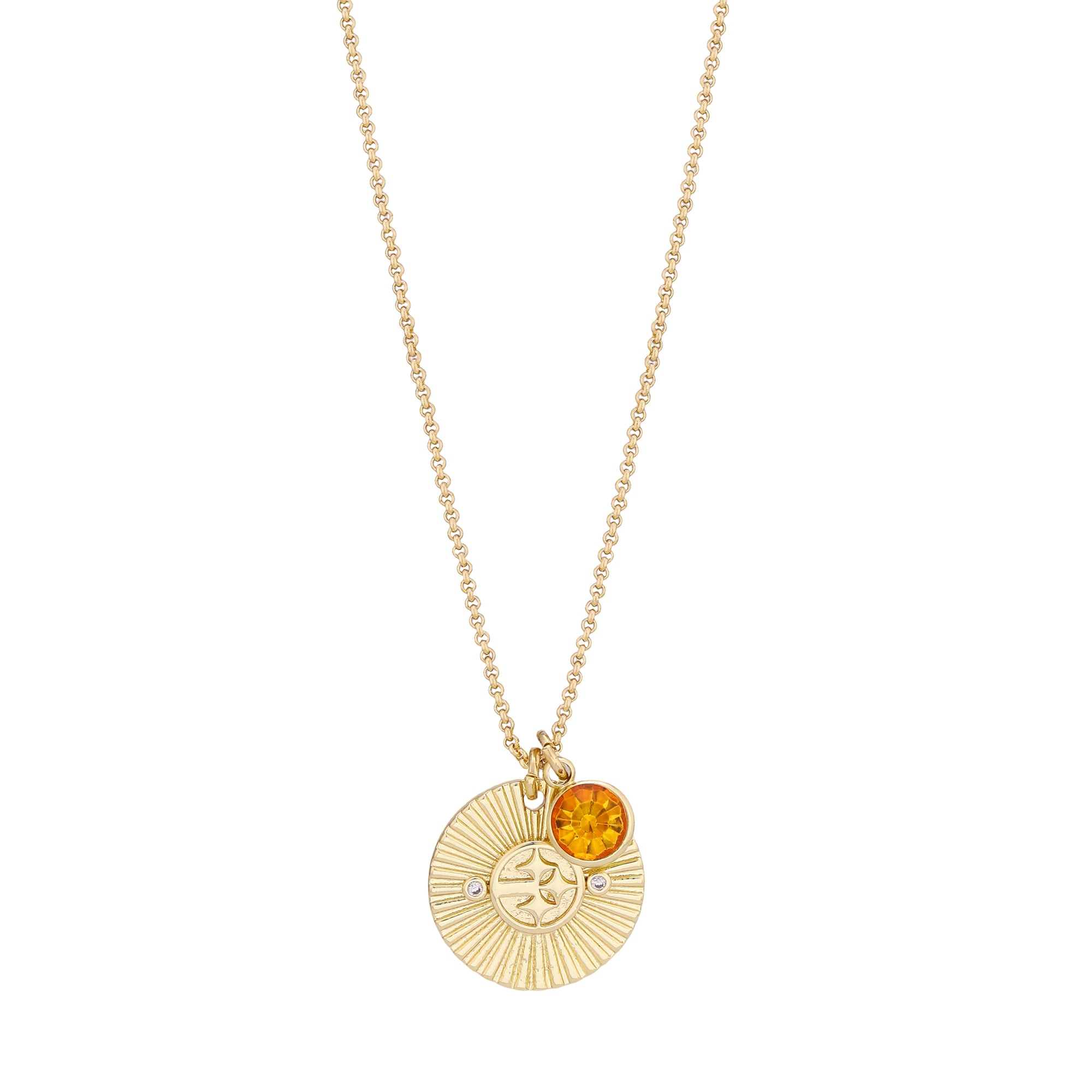 Women's LUV AJ  Gold Pittsburgh Steelers Spiral and Stone Charm Necklace
