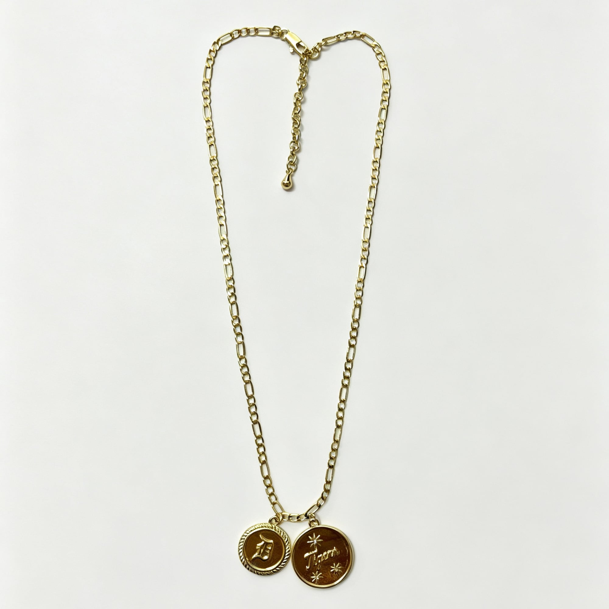 LUV AJ Detroit Tigers Double Coin Logo Necklace