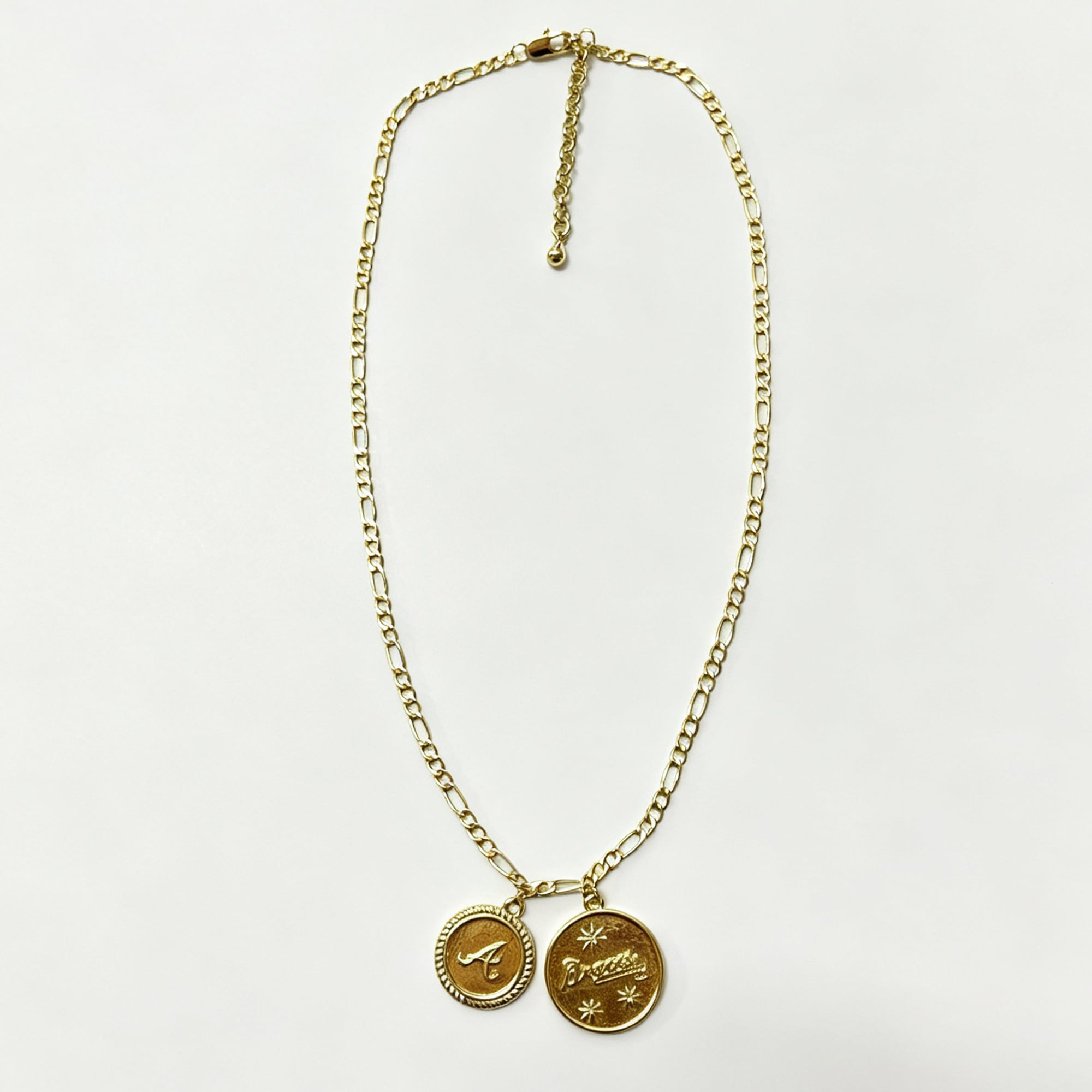 LUV AJ Atlanta Braves Double Coin Logo Necklace