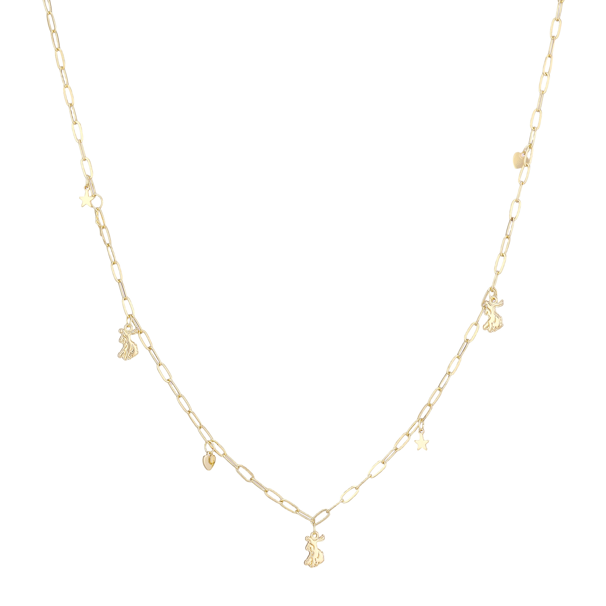 Women's LUV AJ Gold Detroit Lions Star & Heart Charm Logo Necklace
