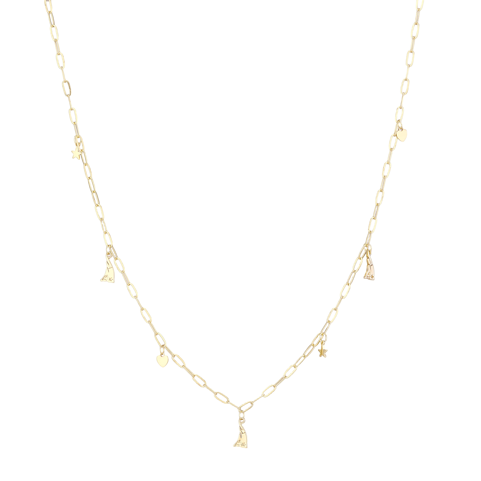 Women's LUV AJ Gold New England Patriots Star & Heart Charm Logo Necklace