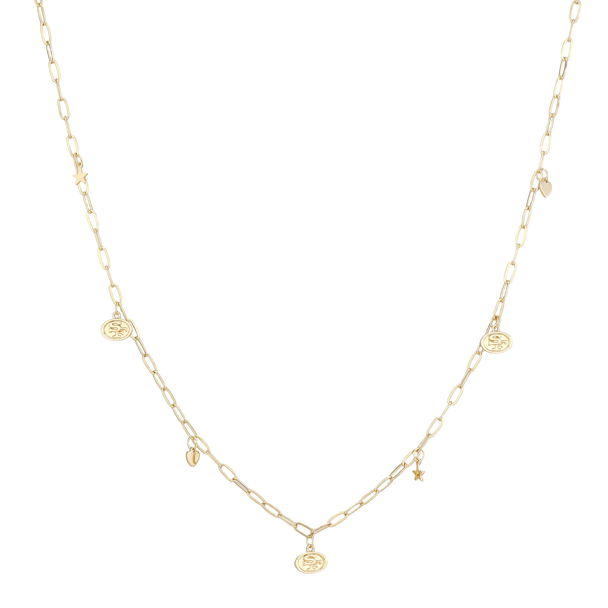 Women's LUV AJ Gold San Francisco 49ers Star & Heart Charm Logo Necklace