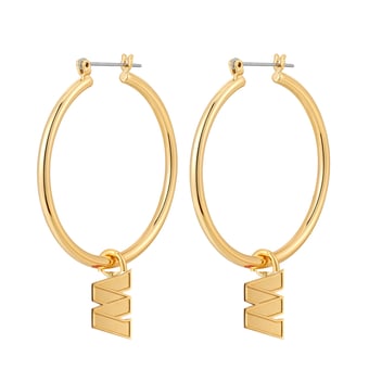 Women's LUV AJ  Gold Washington Commanders XL Logo Charm Hoop Earrings