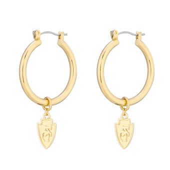 Women's LUV AJ  Gold Kansas City Chiefs XL Logo Charm Hoop Earrings