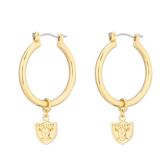 Women's LUV AJ  Gold Las Vegas Raiders XL Logo Charm Hoop Earrings
