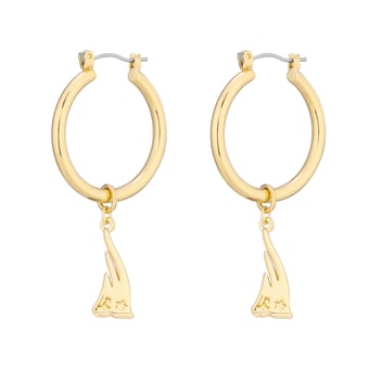Women's LUV AJ  Gold New England Patriots XL Logo Charm Hoop Earrings