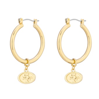Women's LUV AJ  Gold San Francisco 49ers XL Logo Charm Hoop Earrings