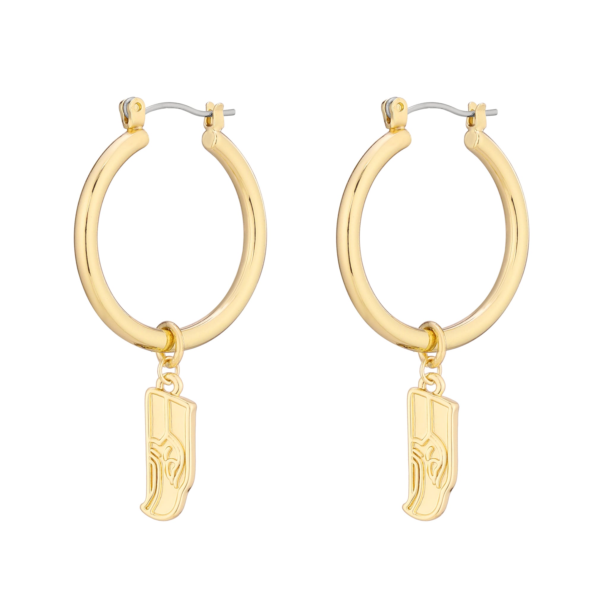 Women's LUV AJ  Gold Seattle Seahawks XL Logo Charm Hoop Earrings