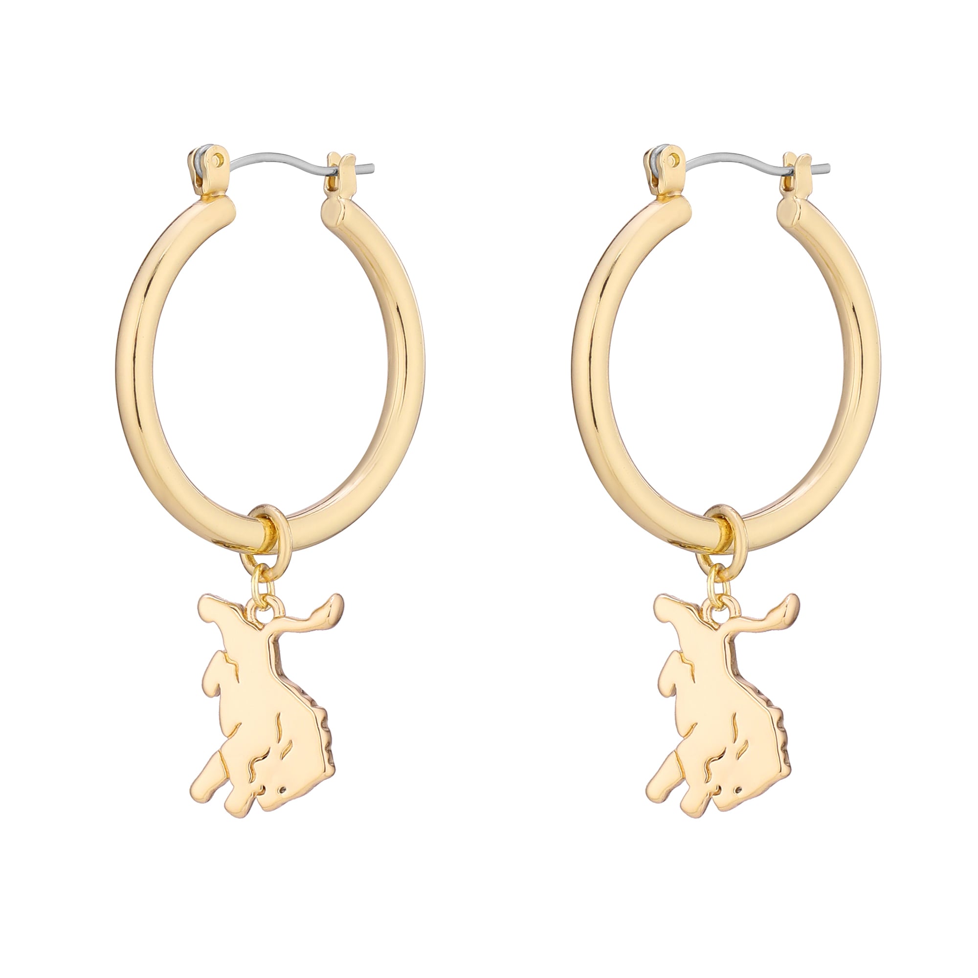Women's LUV AJ  Gold Detroit Lions XL Logo Charm Hoop Earrings