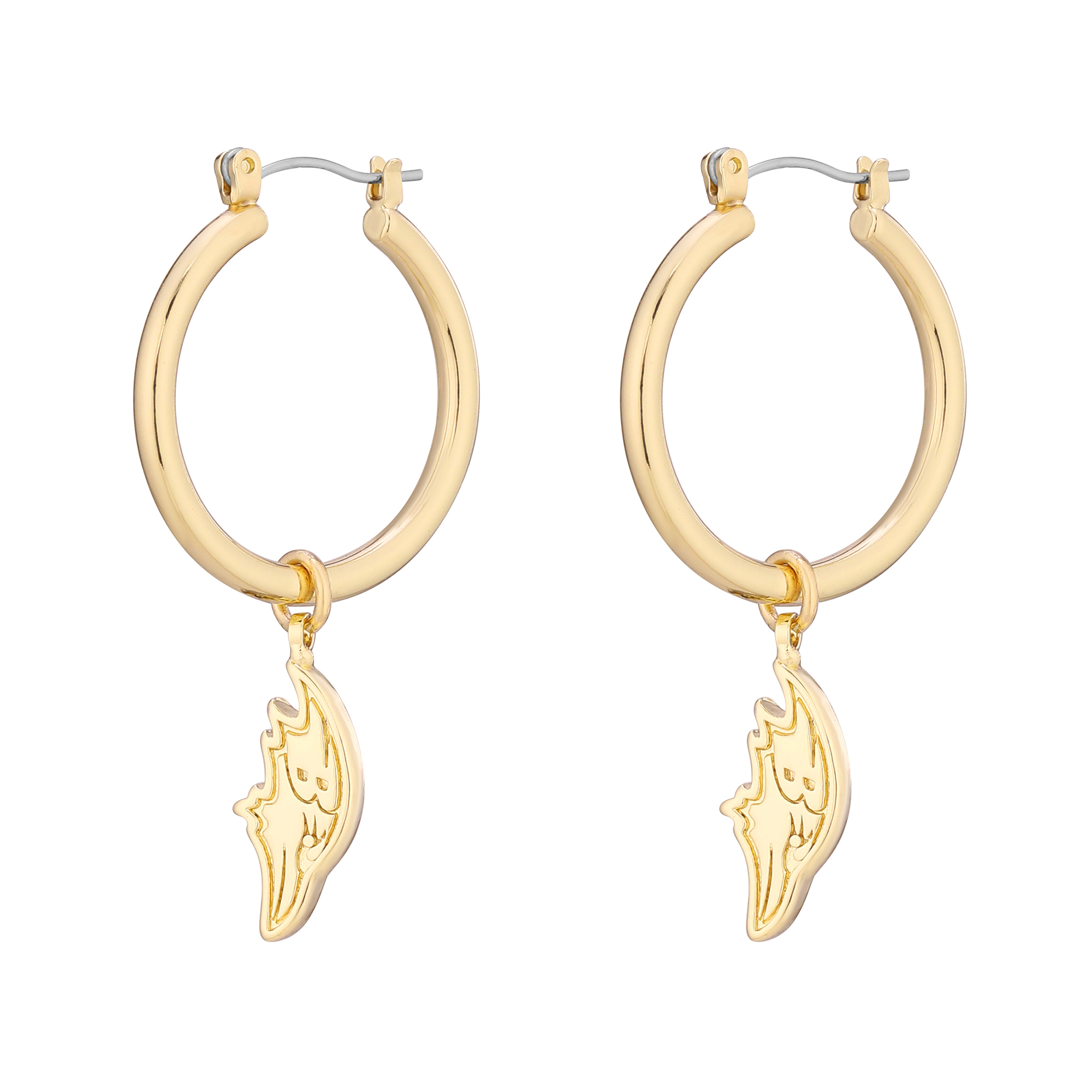 Women's LUV AJ  Gold Baltimore Ravens XL Logo Charm Hoop Earrings