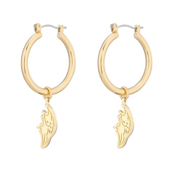 Women's LUV AJ  Gold Baltimore Ravens XL Logo Charm Hoop Earrings