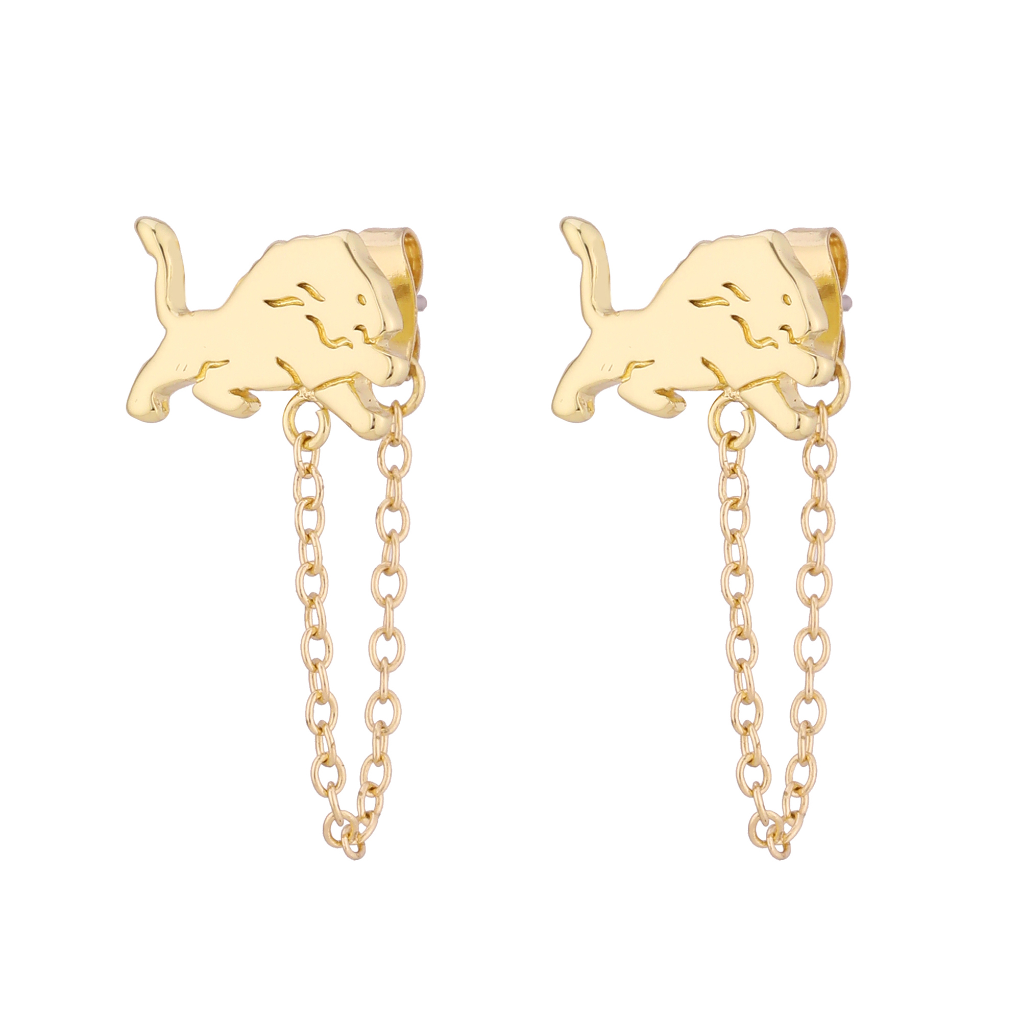 Women's LUV AJ Gold Detroit Lions Chain Link Logo Stud Earrings