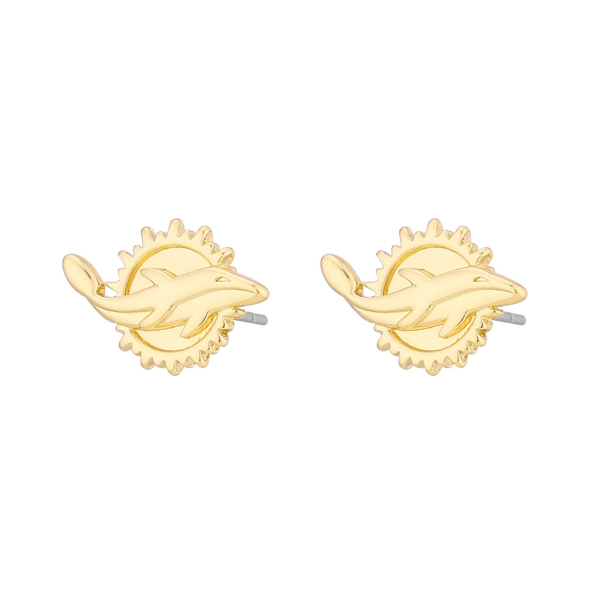 Women's LUV AJ  Gold Miami Dolphins Logo Stud Earrings