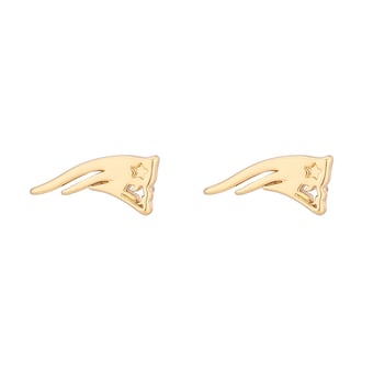 Women's LUV AJ  Gold New England Patriots Logo Stud Earrings
