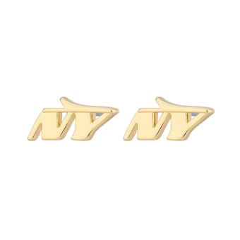 Women's LUV AJ  Gold New York Jets Logo Stud Earrings