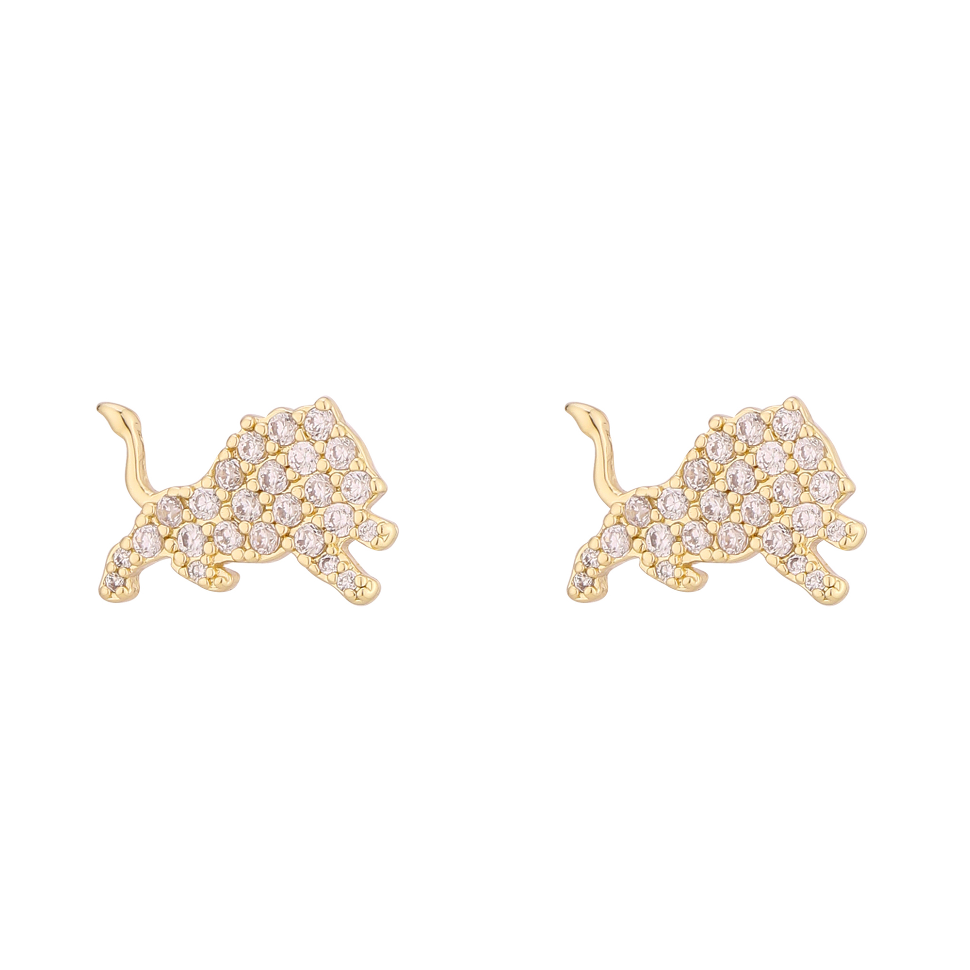 LUV AJ  Gold Detroit Lions Pave Logo Stud Earrings