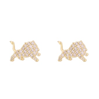 LUV AJ  Gold Detroit Lions Pave Logo Stud Earrings