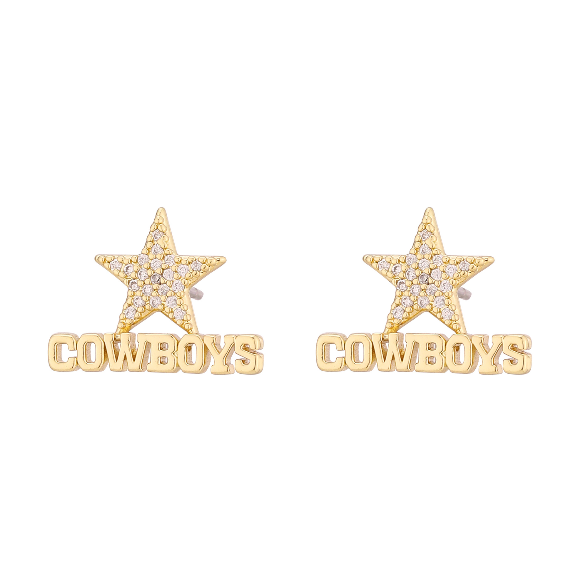 LUV AJ  Gold Dallas Cowboys Pave Logo Stud Earrings