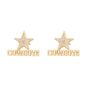LUV AJ  Gold Dallas Cowboys Pave Logo Stud Earrings