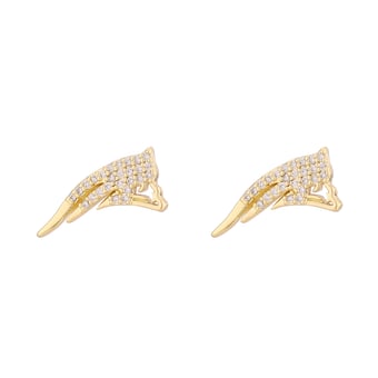 LUV AJ  Gold New England Patriots Pave Logo Stud Earrings