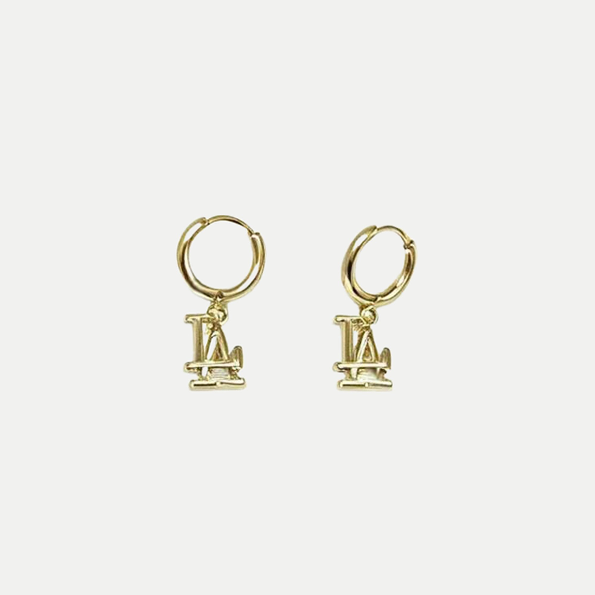 LUV AJ Los Angeles Dodgers Logo Charm Huggie Earrings