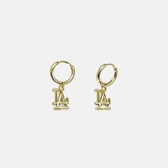 LUV AJ Los Angeles Dodgers Logo Charm Huggie Earrings