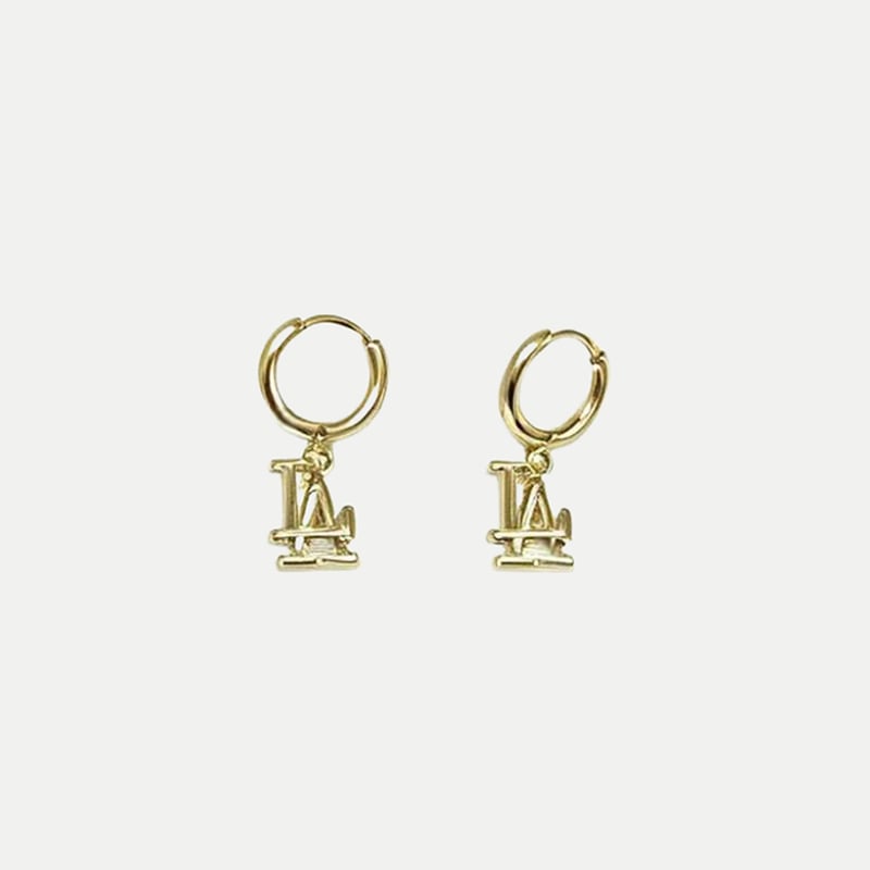 LUV AJ Los Angeles Dodgers Logo Charm Huggie Earrings