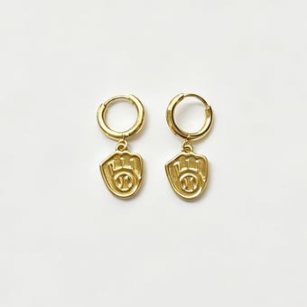LUV AJ Milwaukee Brewers Logo Charm Huggie Earrings