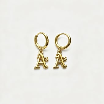 LUV AJ Athletics Logo Charm Huggie Earrings
