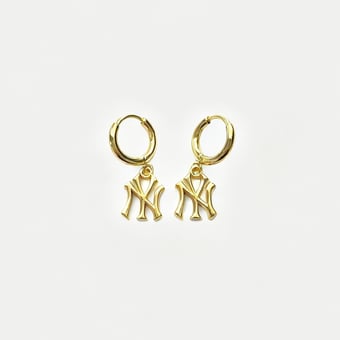 LUV AJ New York Yankees Logo Charm Huggie Earrings
