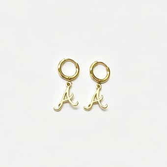 LUV AJ Atlanta Braves Logo Charm Huggie Earrings