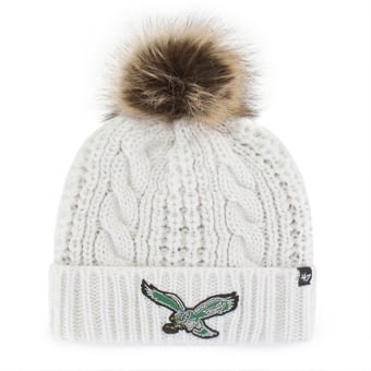 Women's '47 White Philadelphia Eagles Meeko Cuffed Knit Hat with Pom